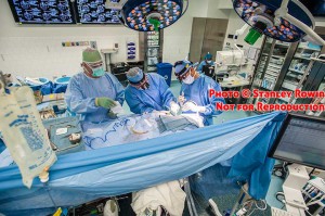brain surgery in operating room overhead view